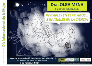 Día Internacional Mujer 2020, IFIC, Olga Mena, Invisibles en el Cosmos, materia oscura, neutrinos,